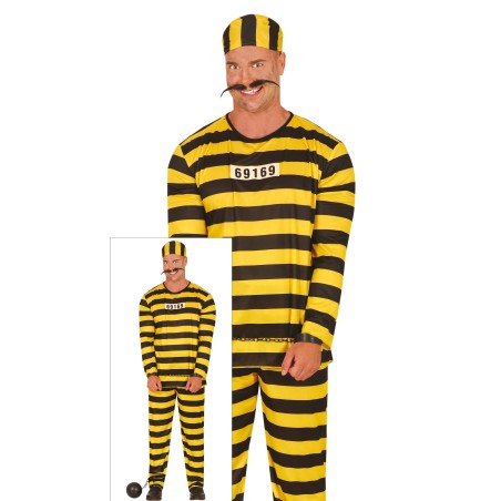 Disfraz prisionero preso rayas amarillo negro los Dalton.
