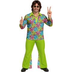 Disfraz hippie verde flower power hombre talla M 48-50 o L 52-54