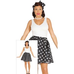 Disfraz pin up años 50 negro lunares blancos-Tus disfraces baratos