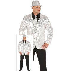 Americana lentejuelas plata para hombre talla m-Tus disfraces baratos