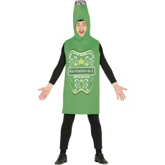 Disfraz de botella de cerveza verde para hombre adulto talla l