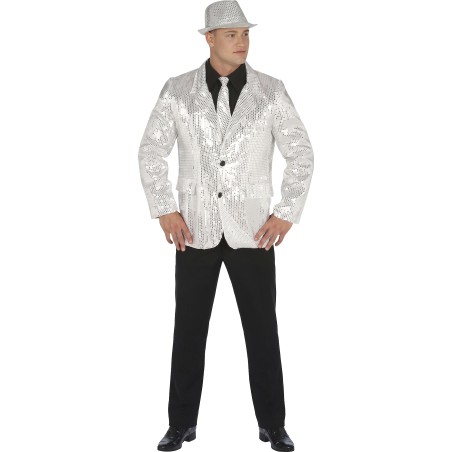Americana lentejuelas plata para hombre talla m
