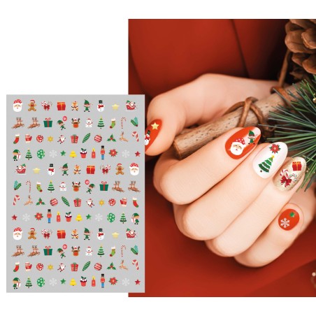 Etiquetas para uñas navideños 10x7 cm 1 hoja-Tus disfraces