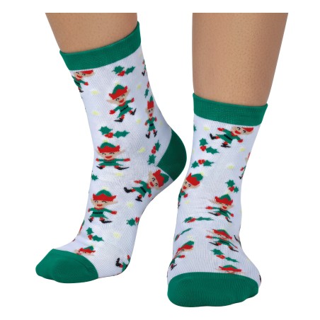 Calcetines navideños blancos elfos tallas-Tus disfraces