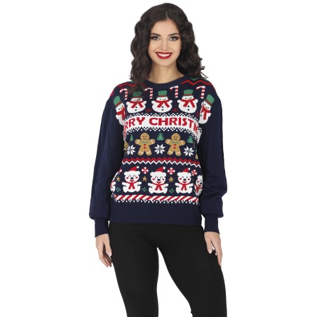 Jersey Navidad gracioso Muñeco de nieve mujer tallas-Tus disfraces