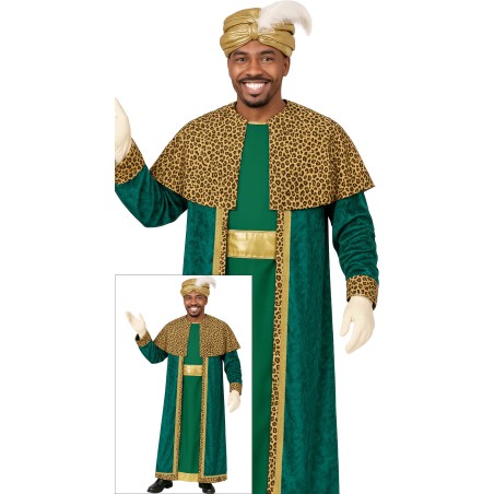Disfraz rey mago baltasar verde adulto talla L 52-54-Tus Disfraces