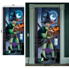 Decoracion puerta Bruja en el baño 80x180 cm -Tus disfraces