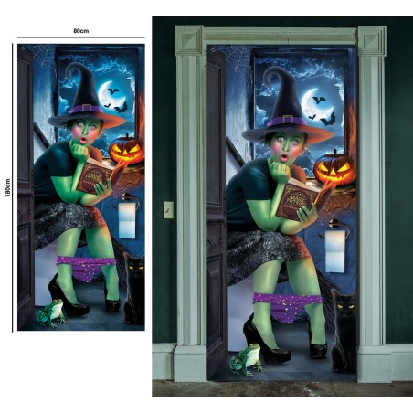 Decoracion puerta Bruja en el baño 80x180 cm -Tus disfraces