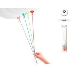 Varillas para sujetar globos colores surtidos 12 uds 40 cm 8433584586295 58629