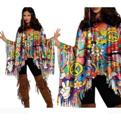 Poncho hippie paz y amor talla unica mujer 8434077271452 27145