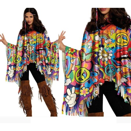 Poncho hippie paz y amor talla unica mujer 8434077271452 27145