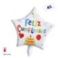 Globo Feliz cumpleaños estrella blanca 45 cm helio o aire