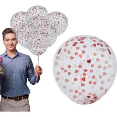 Globos transparentes con confeti corazon rojo 10 uds 8434077312148 31214