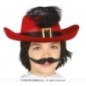 Sombrero mosquetero infantil fieltro rojo pluma