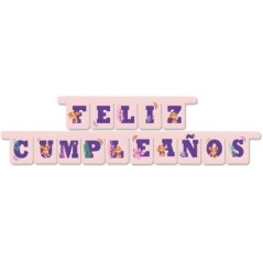 Letrero feliz cumpleaños patrulla canina rosa 3 metros