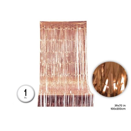 Cortina flecos oro rosa brillante 1x2 metros