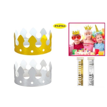 Corona de cumpleaños oro o plata para niño carton