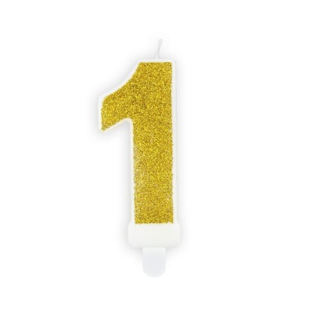 Vela numero para tarta oro purpurina