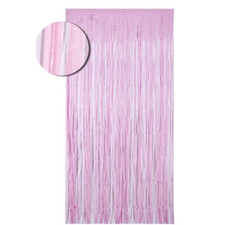 Cortina flecos rosa pastel 1x2 metros fiesta