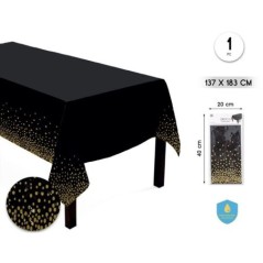 Mantel negro con lunares 137x183 cm