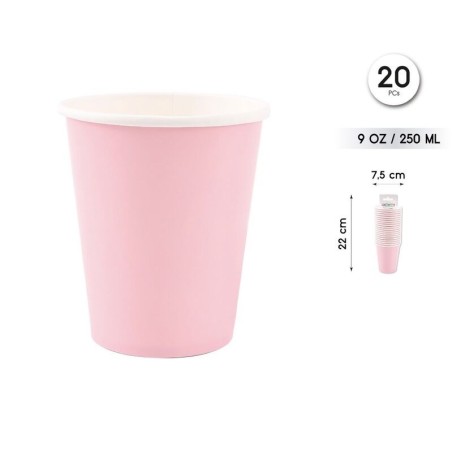 Vasos Rosa pastel 20 uds