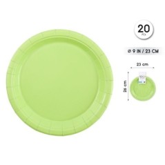 Platos Verde lima 20 uds 23 cm