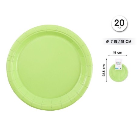 Platos Verde lima 20 uds 18 cm