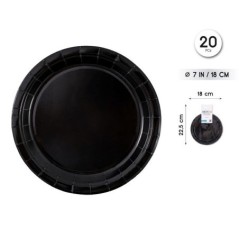 Platos Negro 20 uds 18 cm