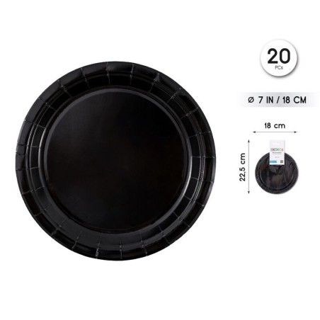 Platos Negro 20 uds 18  cm