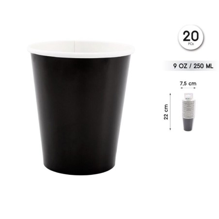 Vasos Negro 20 uds