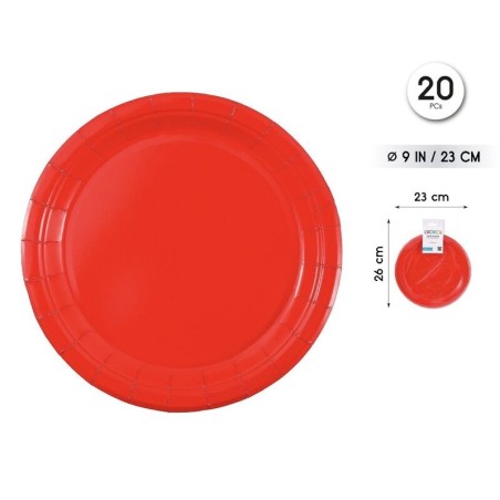 Platos Rojo 20 uds 23 cm