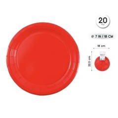 Platos Rojo 20 uds 18  cm