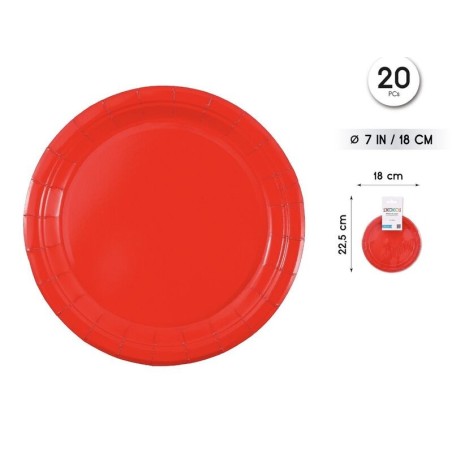Platos Rojo 20 uds 18  cm