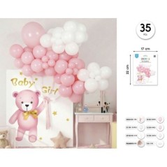 Set decoracion baby shower niña 35 piezas