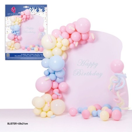 Set organico de globos colores pastel para semiarco