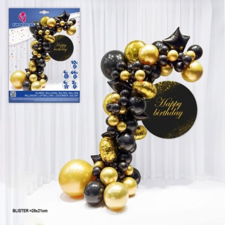 Set organico de globos negros y oro