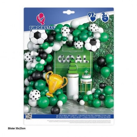 Set globos futbol copa y balones 100 piezas