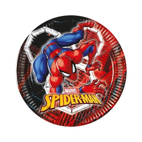 Platos Spiderman cumpleaños 8 uds 23 cm