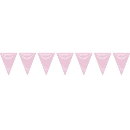 Banderin triangular plastico rosa bebe 25 metros 20x30 cm 8422935601701 60170