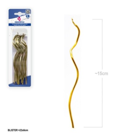Velas onduladas oro 15 cm 12 uds cumpleanos 8447196611092 61109