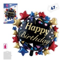 Globo cumpleanos estrellas negro 67 cm helio o aire 8435127171241 17124