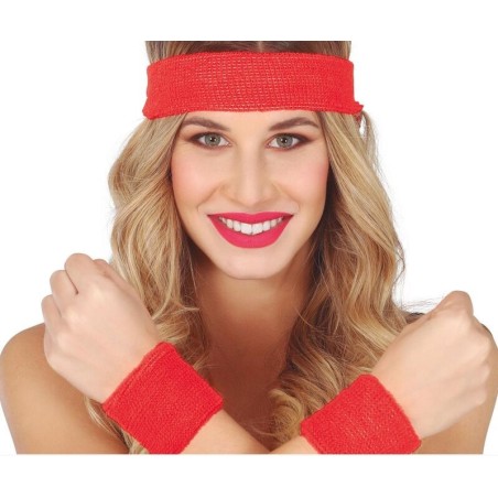 Munequeras y cinta cabeza rojo anos 80 90 8434077189498 18949