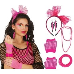 Set disfraz anos 80 rosa fucsia 5 piezas 8434077273388 27338