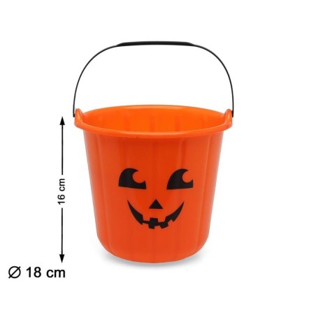 Cubo recogecaramelos calabaza naranja halloween 16x18 cm 8422259749097 74909
