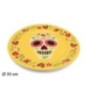 Plato dia de muertos mejicana amarillo 33 cm