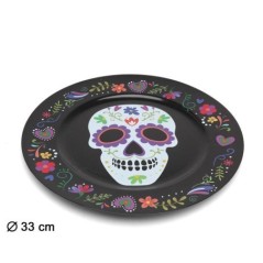 Plato dia de muertos mejicana negro 33 cm 8422259815808 81580