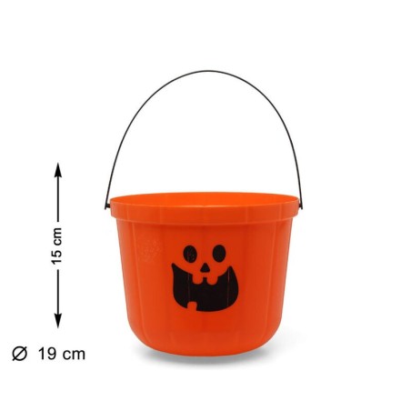 Cubo recogecaramelos fantasma naranja halloween 19x15 cm 8422259831853 83185