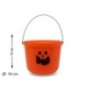 Cubo recogecaramelos fantasma naranja halloween 19x15 cm
