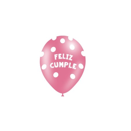 Globos Feliz cumpleanos rosas lunares 8 uds 30 cm 8436540888044 112P29107*8