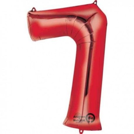 Globo numero 7 rojo de foil para helio o aire 86 x 55 cm 5712735010753 2829201